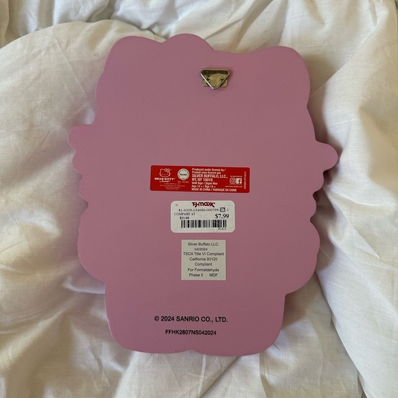 HELLO KITTY NWT WALL DECOR PINK SKELETON WOOD SIGN 2024 AESTHETIC PRETTY CUTE - Picture 2 of 2